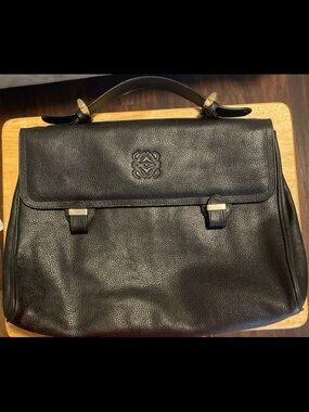 Loewe Black Pebbled Leather Top-Handle Briefcase